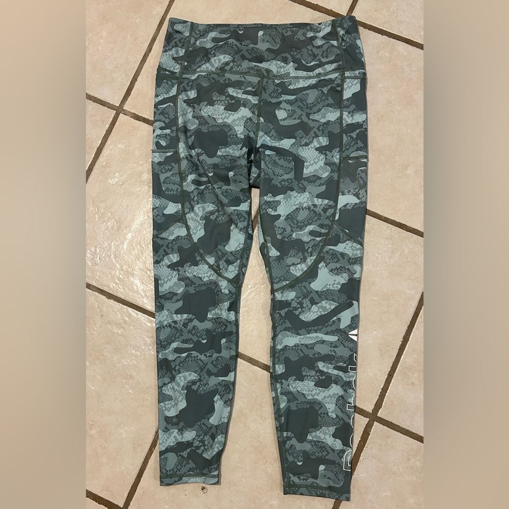 REEBOK Camo Athletic Running Leggings w Bold Logo Size L